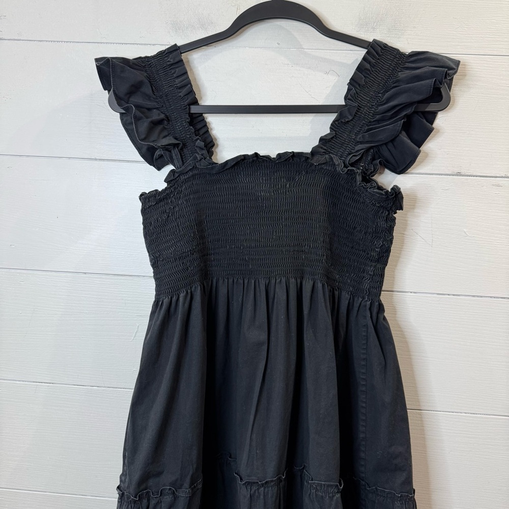 Hill House The Ellie Nap Dress Black Midi Dress with Ruffle Sleeves Size Small - Picture 11 of 14